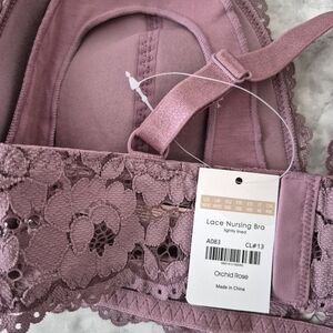 Momanda Lace Plunge Nursing Bralette Orchid Rose 36DD NWT